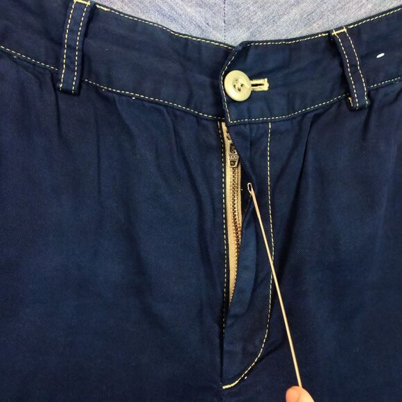 Uniqlo Pants Women 6 Navy Blue High-Waisted Wide Leg Relaxed Fit Chino Preppy - Picture 5 of 13